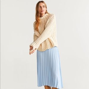 Pastel Blue Pleated Midi Skirt